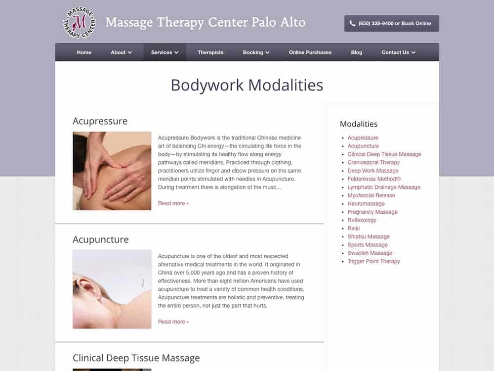 Massage Therapy Center Bodywork Modalities Page