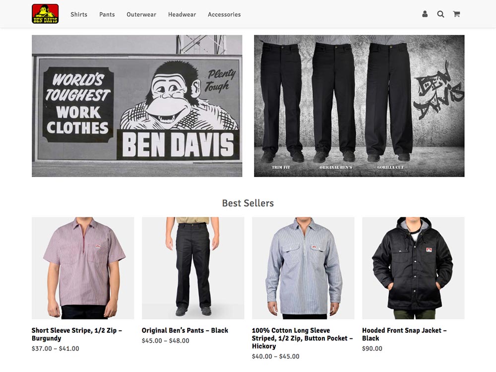 Ben Davis Clothing Homepage 2