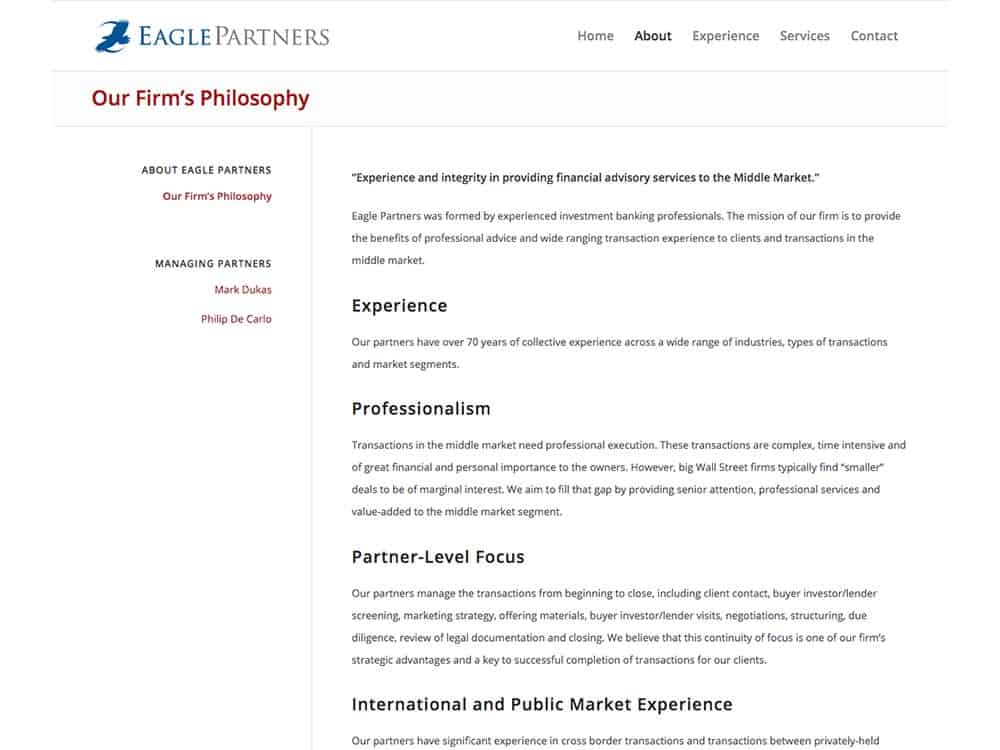 Eagle Partners About Us Page