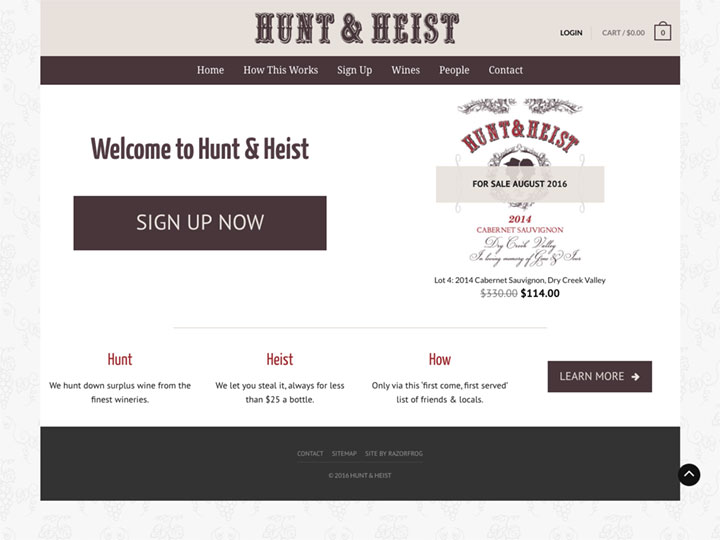 Hunt and Heist Homepage