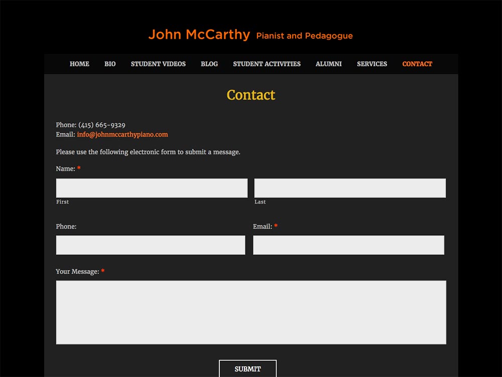 John McCarthy Contact Page