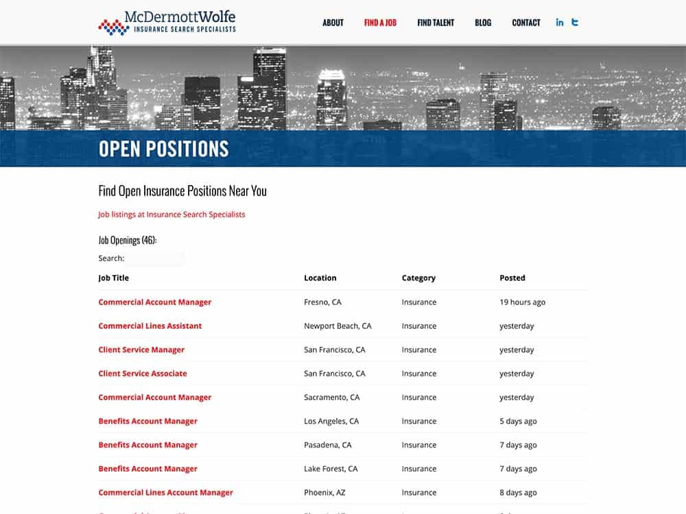McDermott Wolfe Insurance Brokerage Open Positions Page