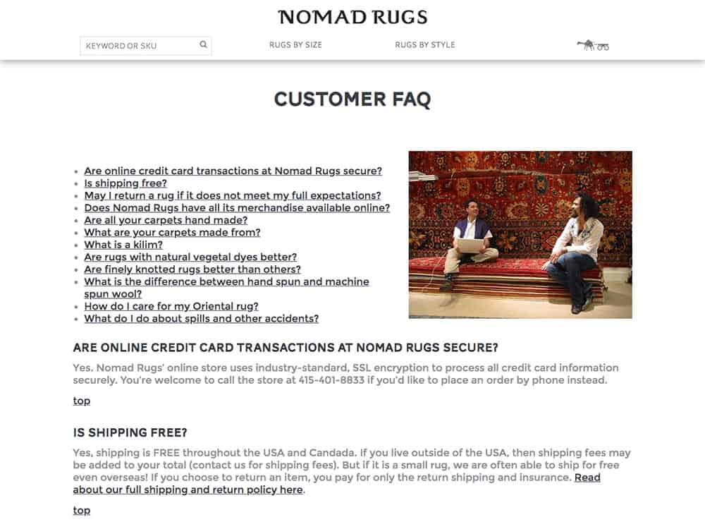 Nomad Rugs Customer FAQ Page