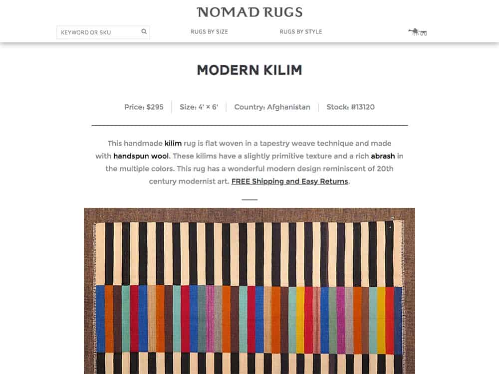 Nomad Rugs Single Product Page