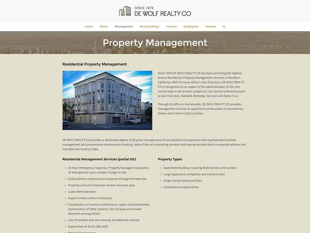 DeWolf Realty Property Management Page