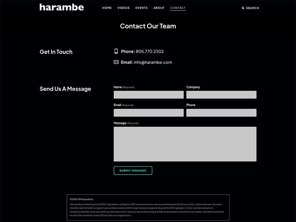 Harambe 2022 Contact Page