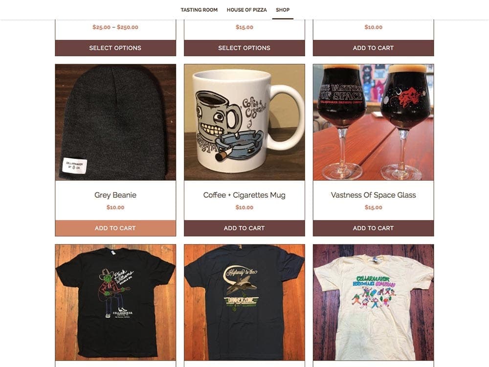 Cellarmaker Brewing Company Shop Products Page