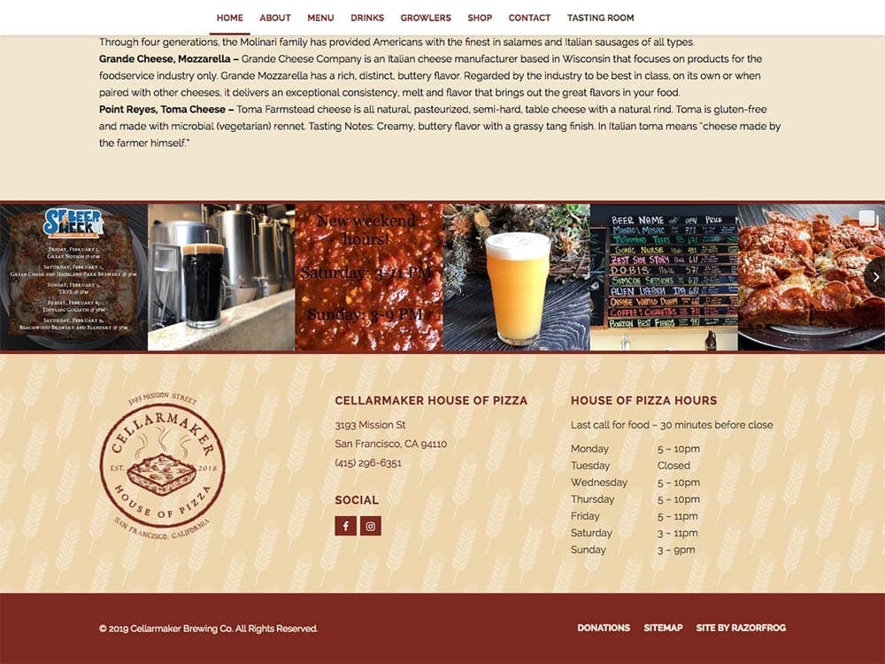 Cellarmaker House of Pizza Footer