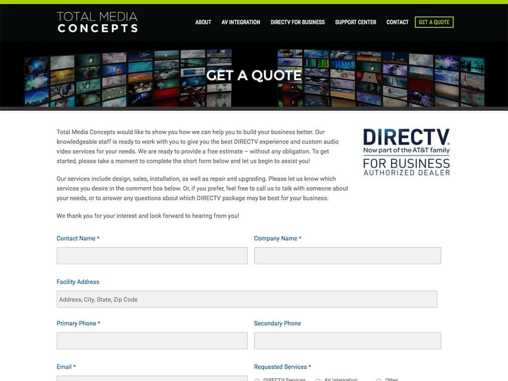 Total Media Concepts Quote Page