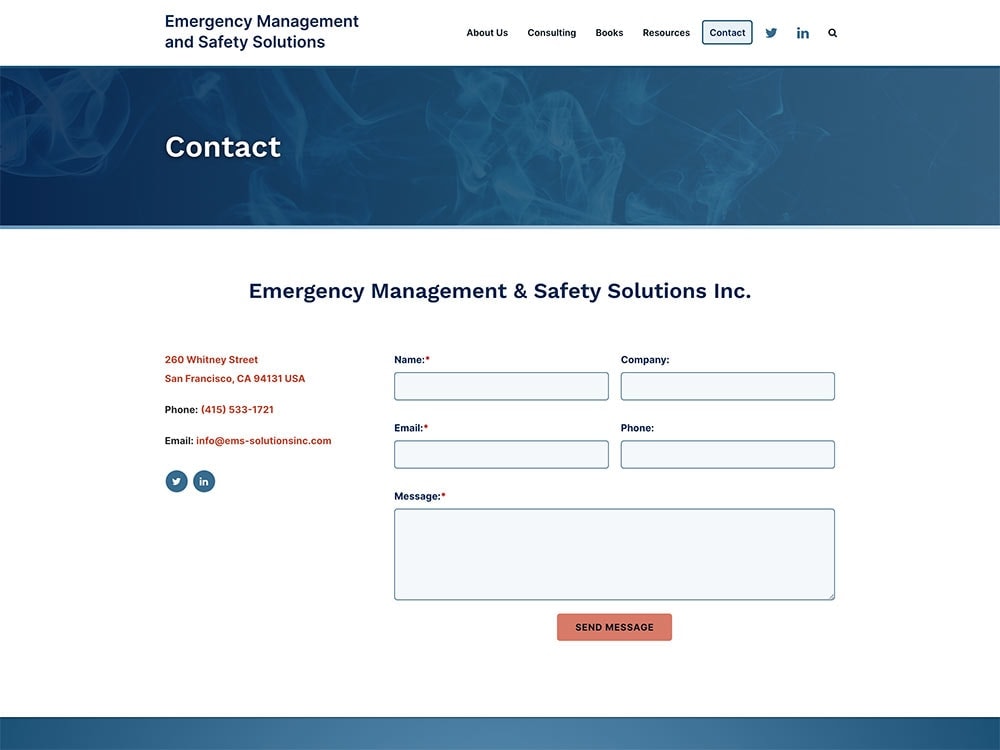 EMS Solutions Contact Page