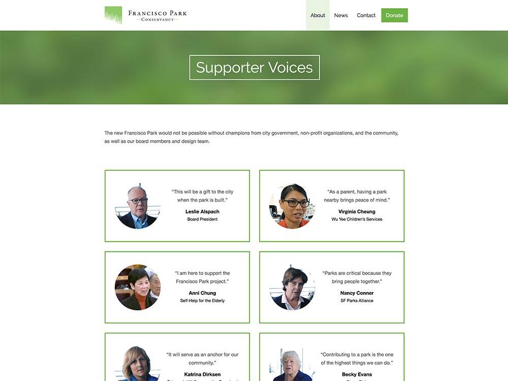Francisco Park Supporter Voices Page 2018