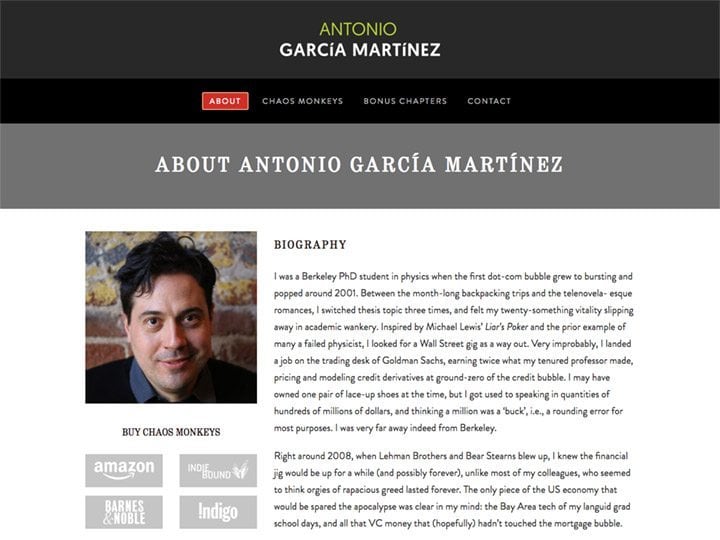 Antonio Garcia Martinez About Page