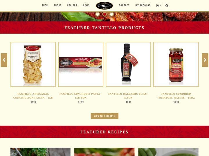 Tantillo Foods Homepage Capture