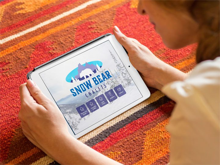 Snow Bear Chalets viewed on an iPad Tablet