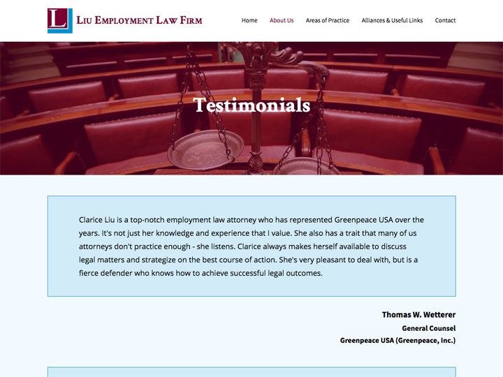 Liu Employment Law Testimonials