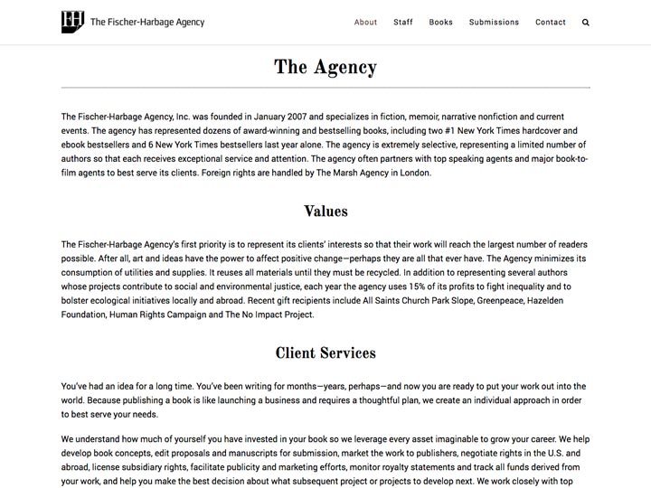 The Fischer-Harbage Agency About Page