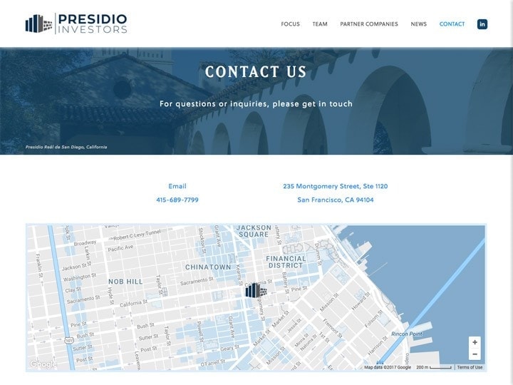 Presidio Investors Contact Page