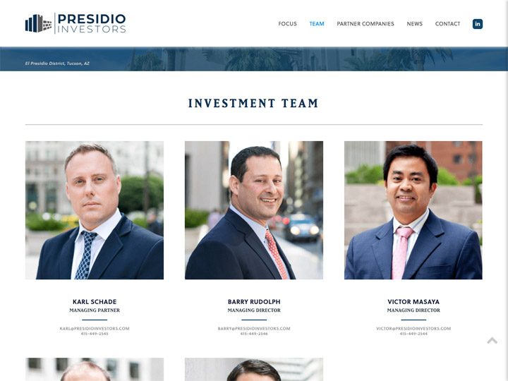 Presidio Investors Team Page