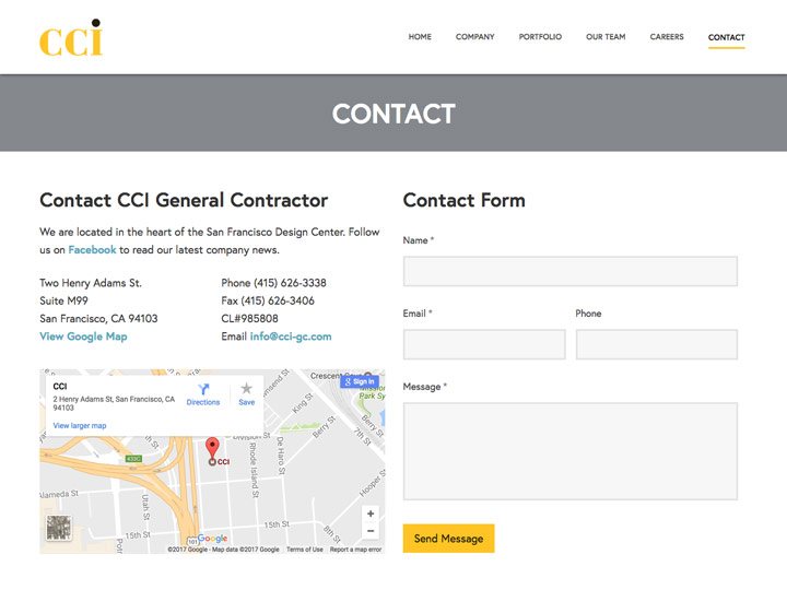 CCI General Contractor Contact Page