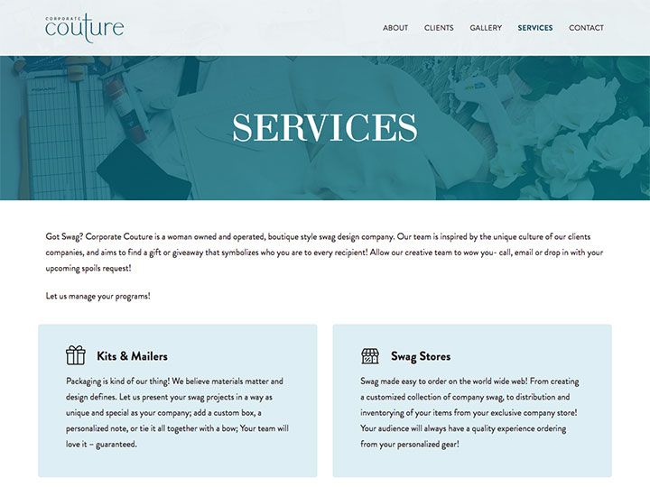 Corporate Couture Services Page