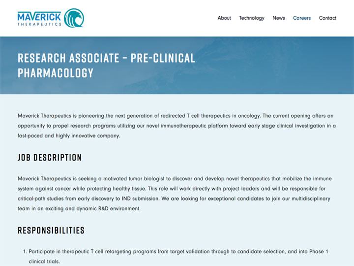 Maverick Therapeutics Single Career Page