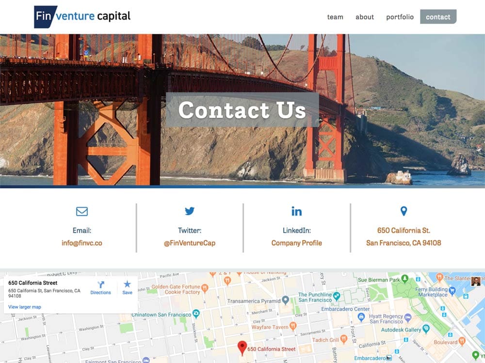Fin Venture Capital Contact Page