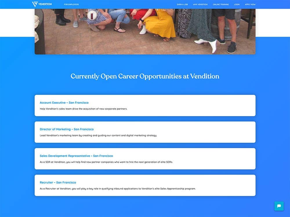 Vendition 2020 Careers Page