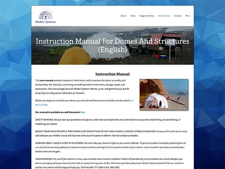 Shelter Systems Instruction Manual Page