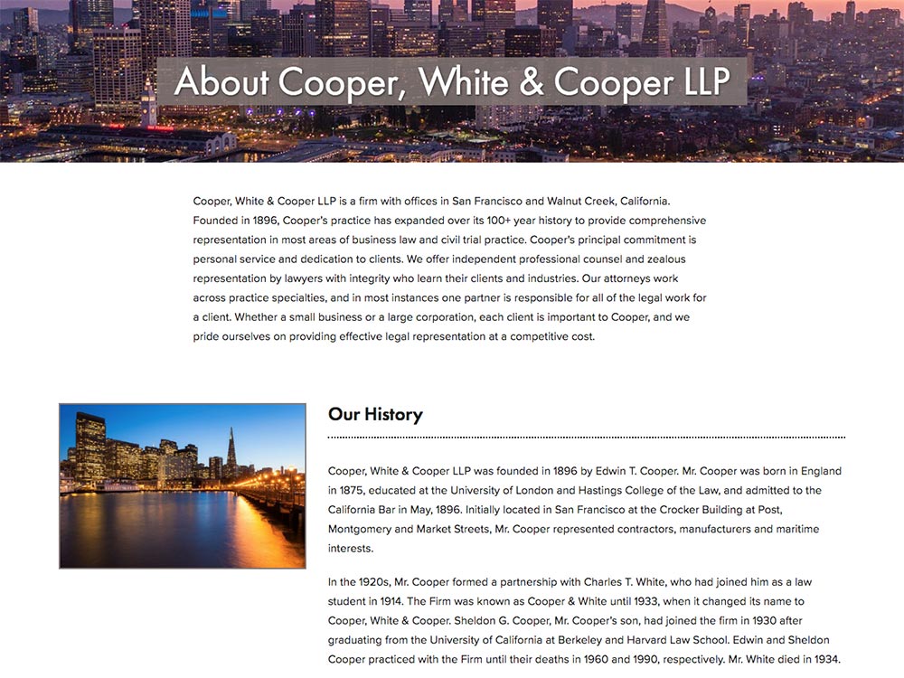 Cooper White & Cooper About Page