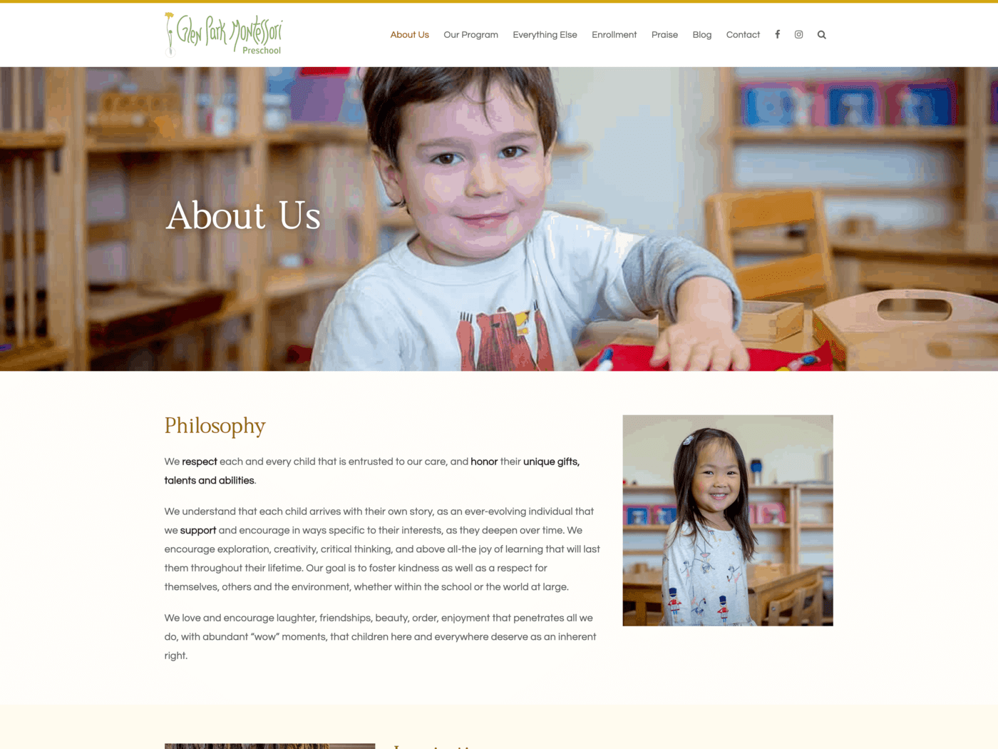 Glen Park Montessori About Us Page