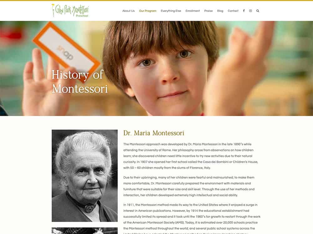 Glen Park Montessori History of Montessori Page