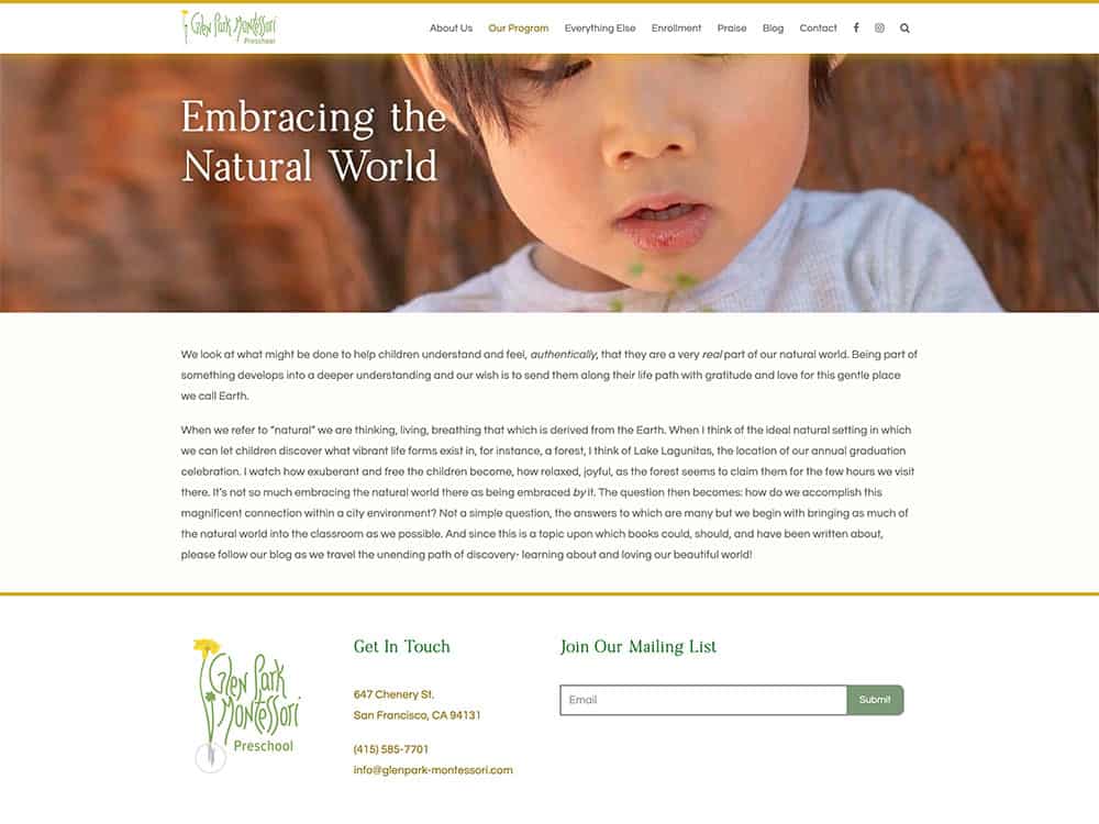Glen Park Montessori Natural World Page