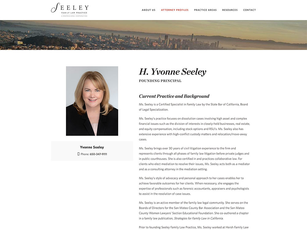 Seeley Family Law Practice Single Attorney Page