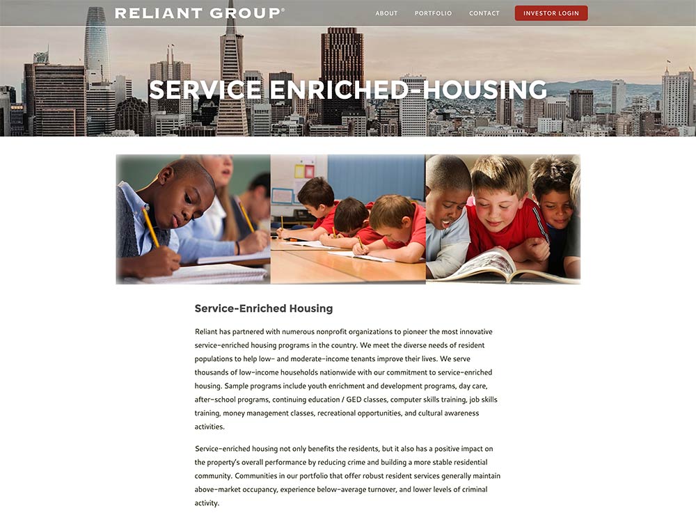 Reliant Group Service Enriched Housing Page