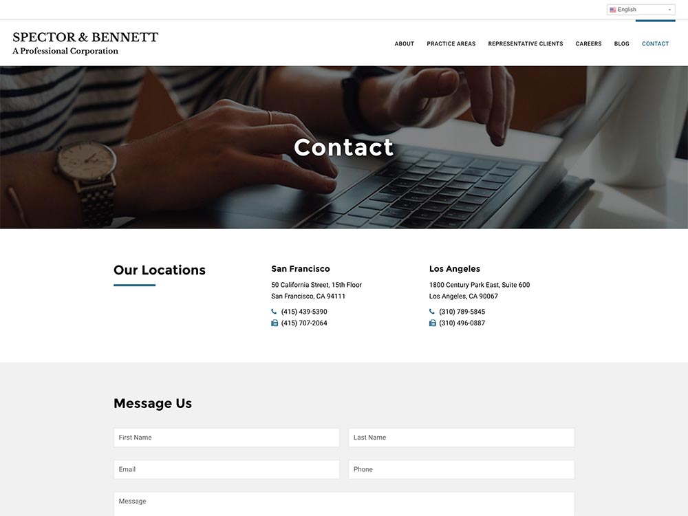 Spector & Bennett Contact Page