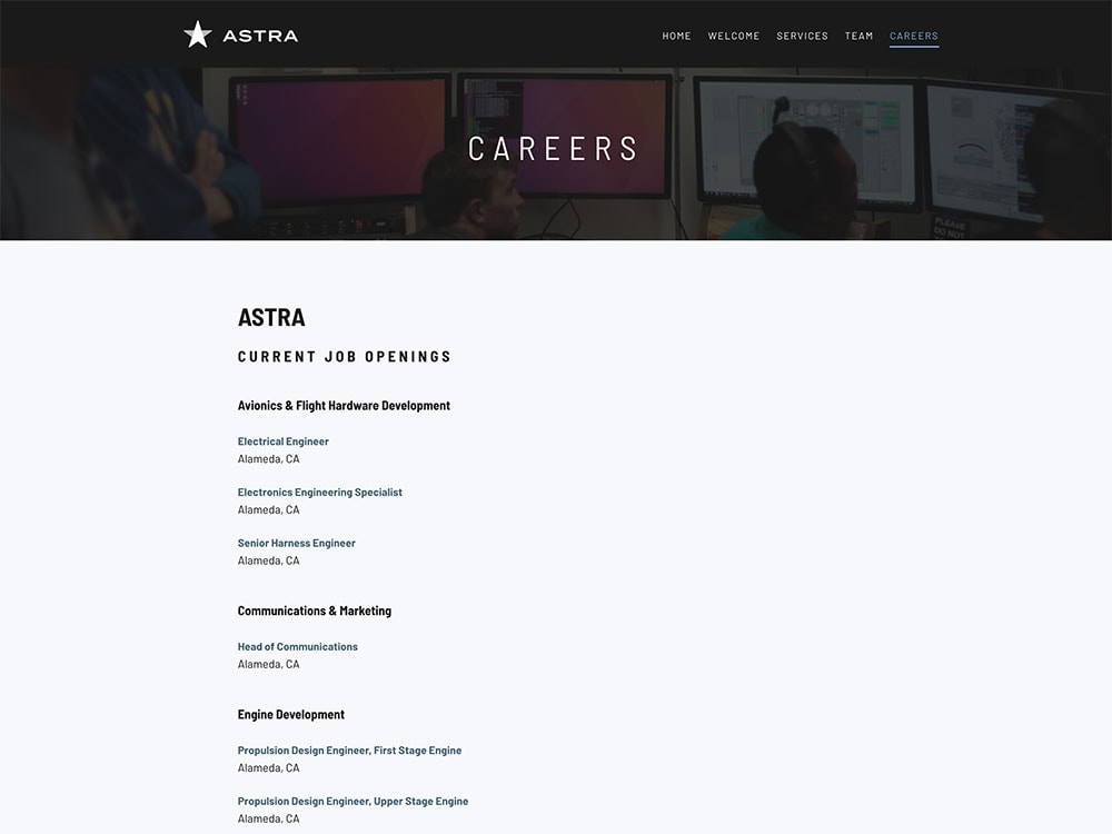 Astra Careers Page
