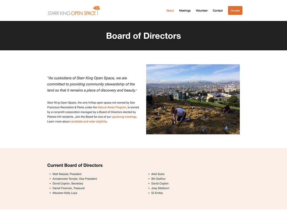 Starr King Open Space Board of Directors Page
