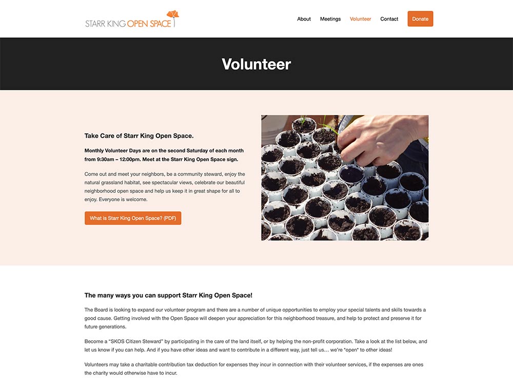 Starr King Open Space Volunteer Page