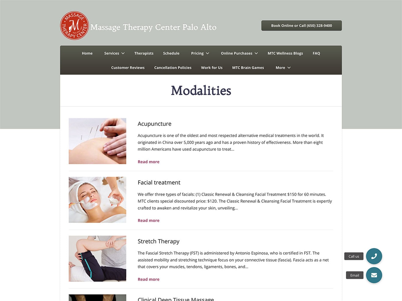Massage Therapy Center Modalities Page