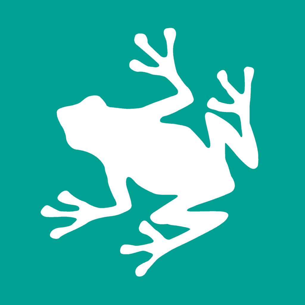 Frog Square Brandmark White on Turquoise