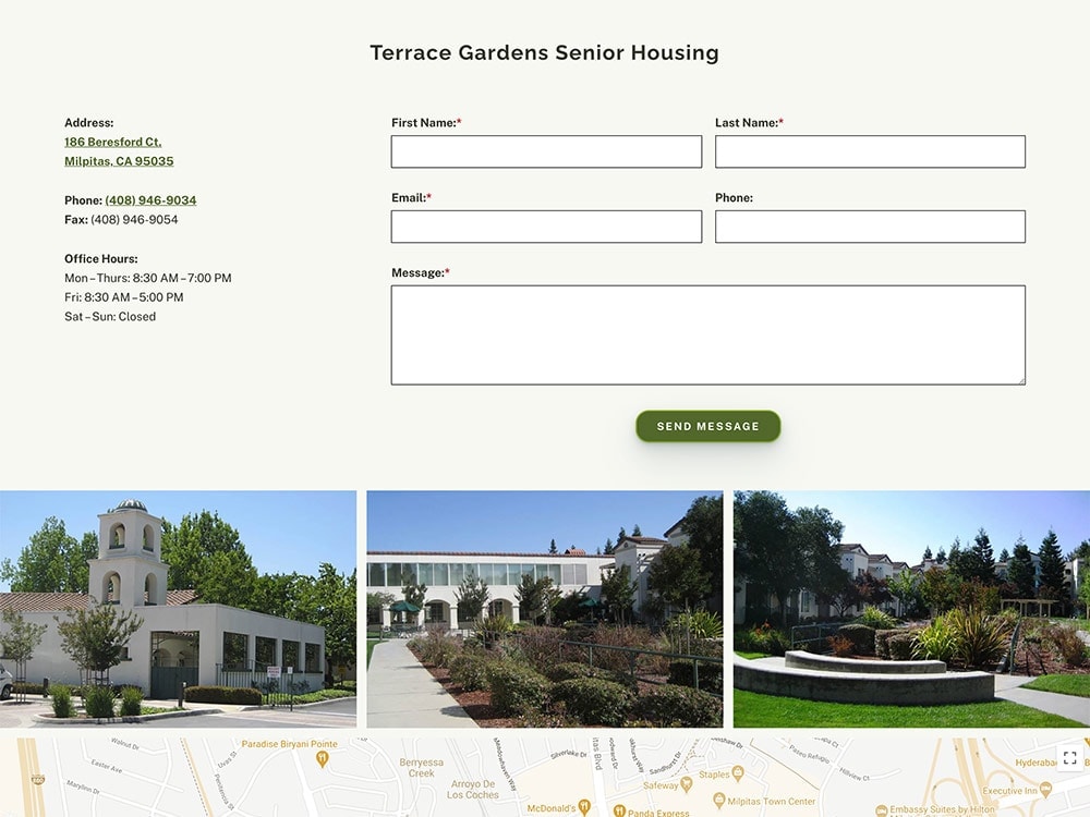 Terrace Gardens Contact Page
