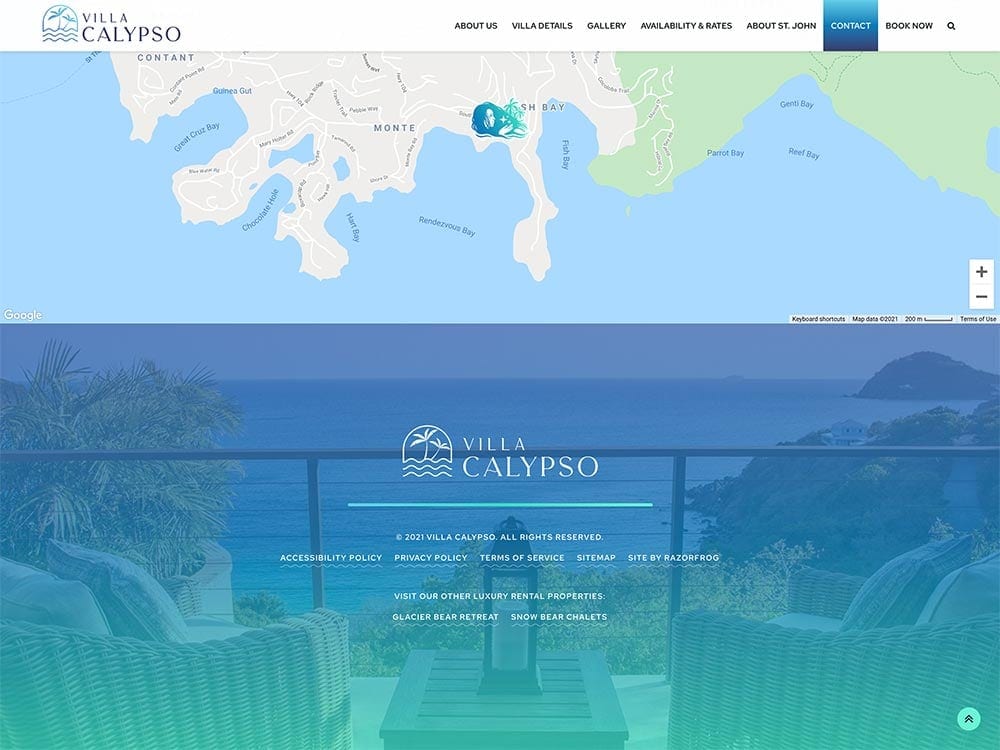 Villa Calypso Map and Footer