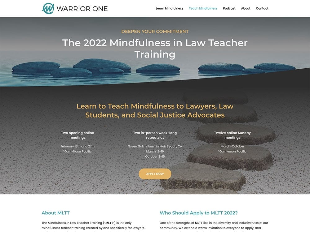 Warrior One Mindfulness in Law Teacher Training Page