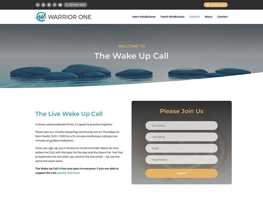 Warrior One Wake Up Call Podcast Page