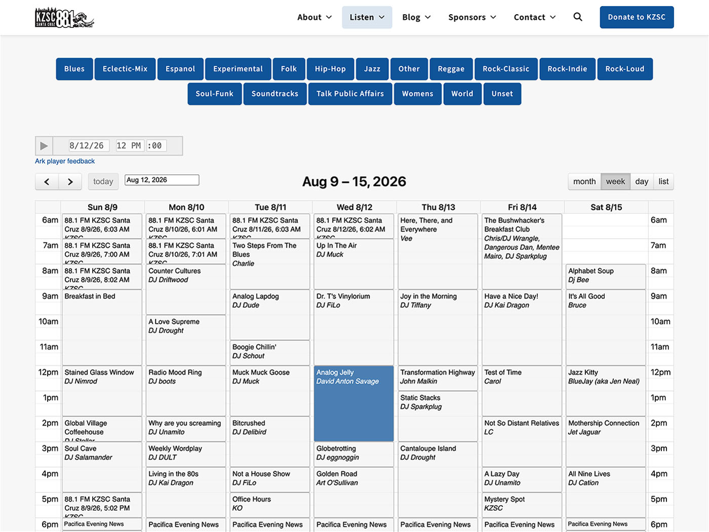 KZSC Program Schedule & Playlists