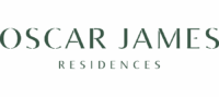 The Image Shows The Text “Oscar James Residences” In An Elegant, Modern Font With Green Lettering On A Light Gray Background.