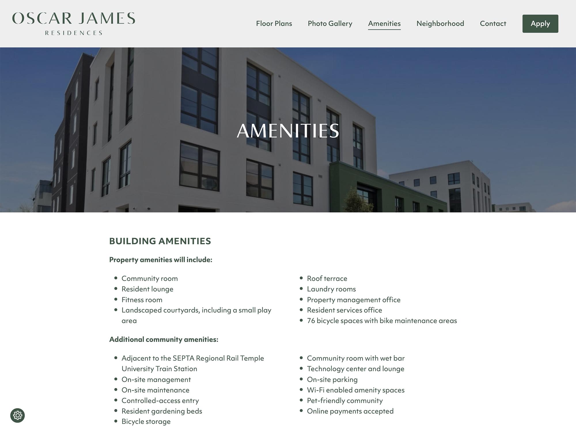 Oscar James Residences Amenities Page
