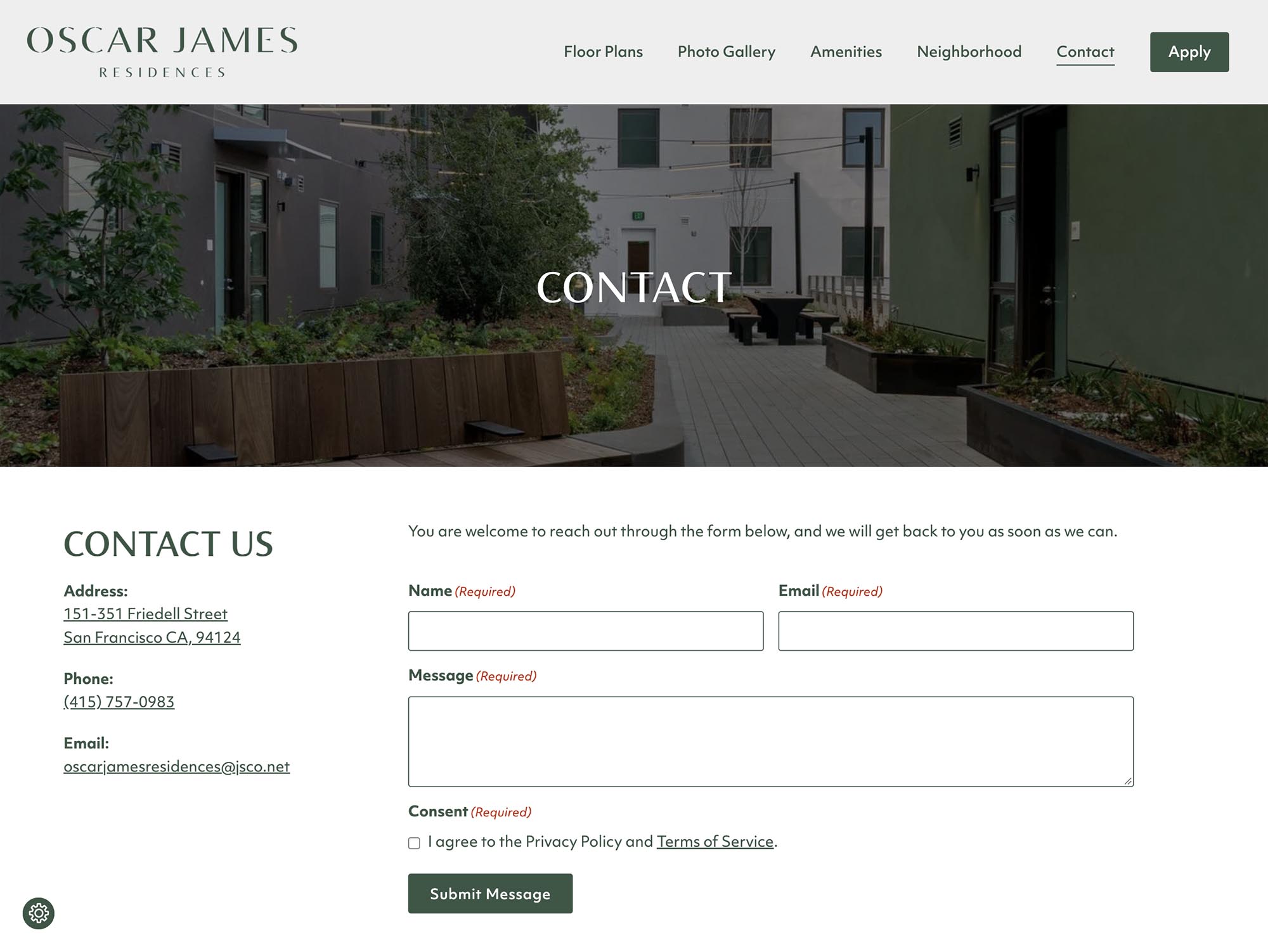 Oscar James Residences Contact Page