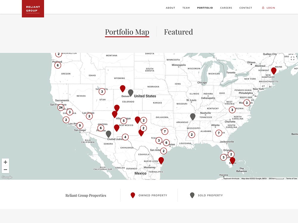 Reliant Group Portfolio Map Page