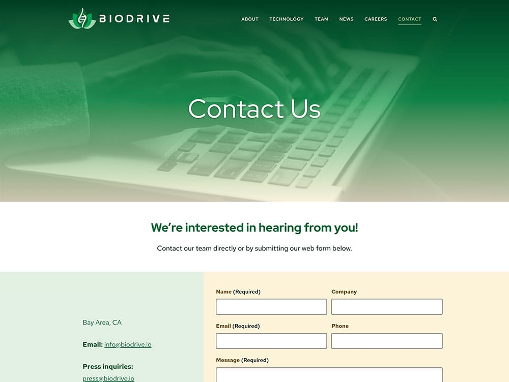 BioDrive Contact Page